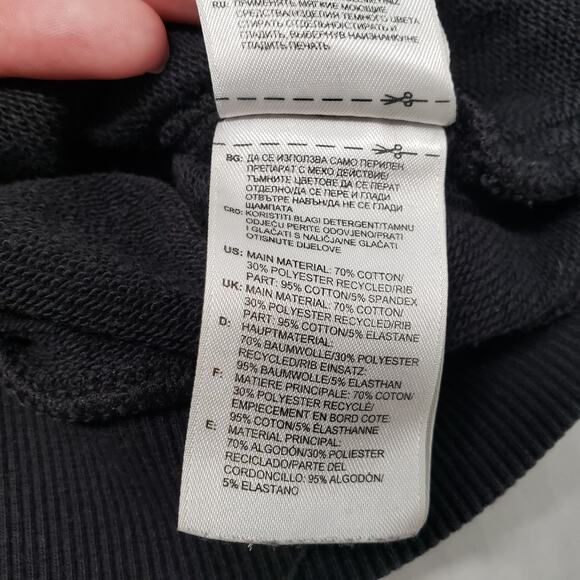 Adidas Sweatshirt Womens XL Black Crewneck Oversized Faded Pockets Casual Goth - Picture 9 of 16